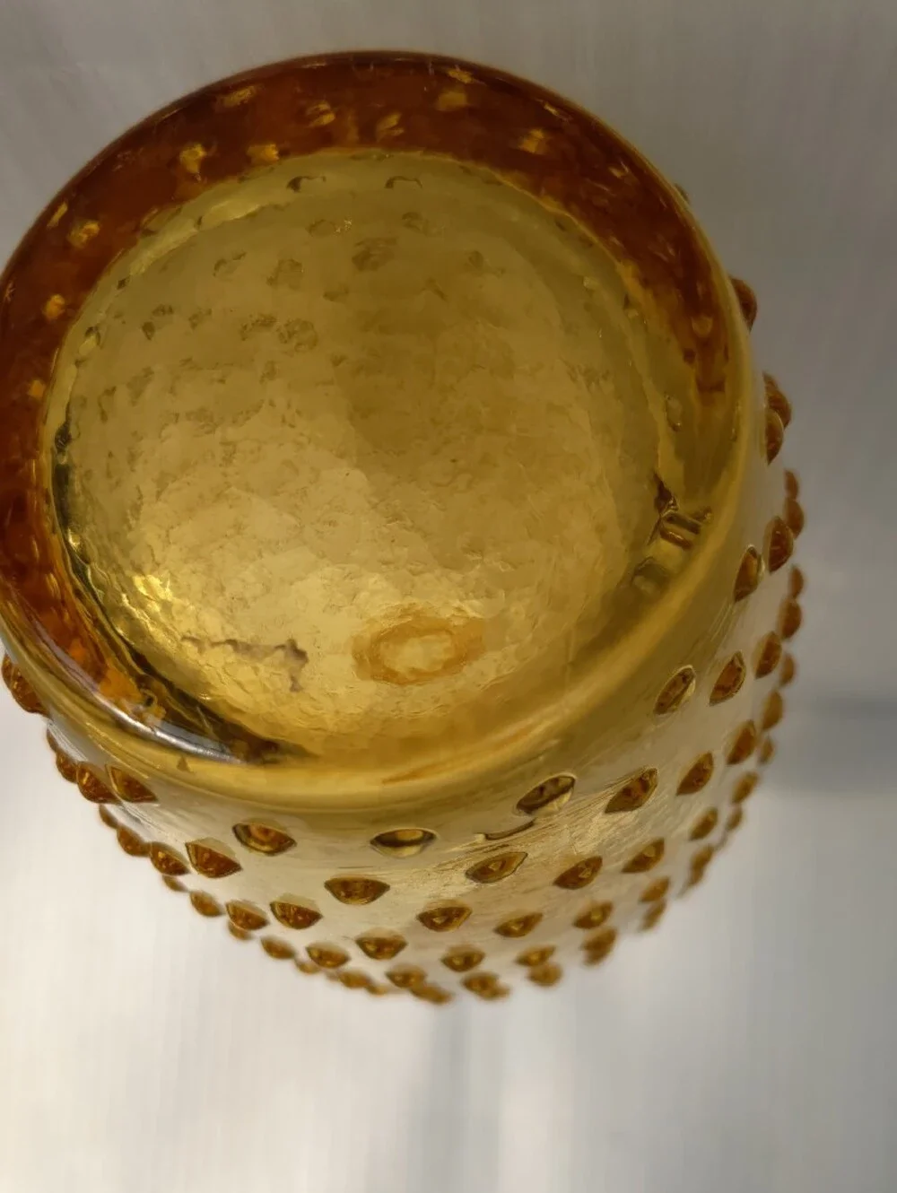 Vintage Amber Hobnail Glass Decanter/Vase